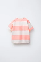 STRIPED T-SHIRT WITH EMBROIDERED TEXT