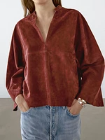 Chemise large en cuir et daim