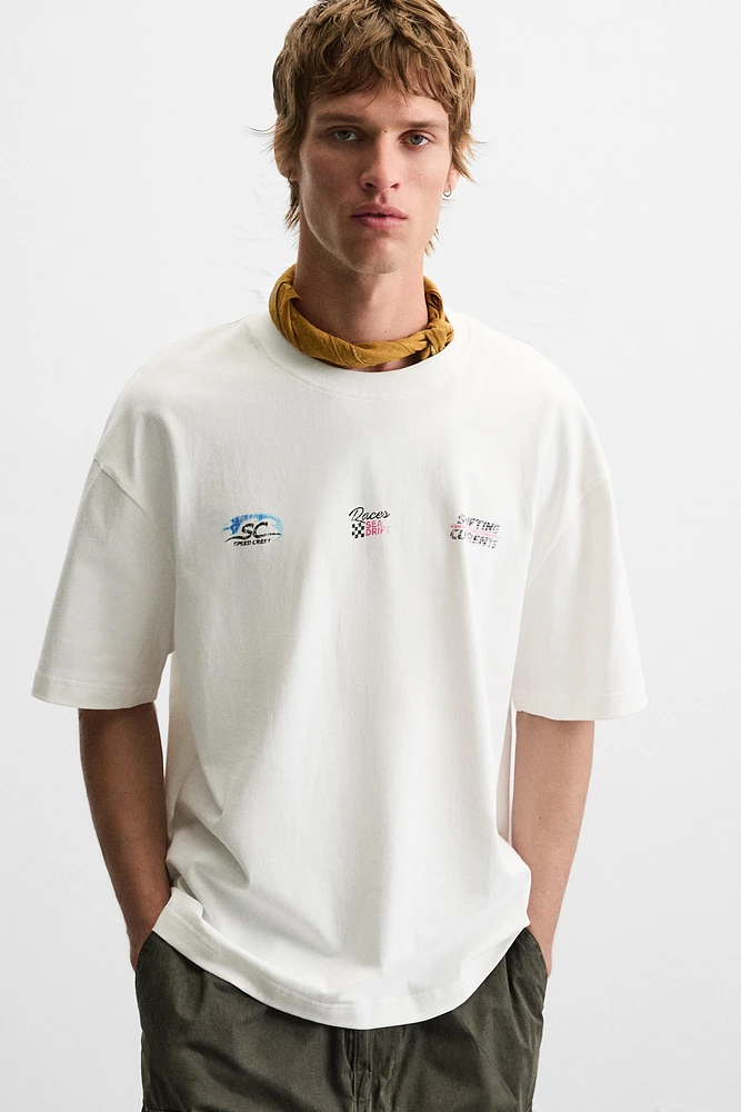 T-SHIRT IMPRIMÉ DÉLAVÉ RACING