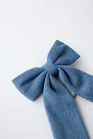 DENIM BOW CLAW CLIP HAIR TIE