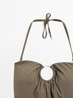 Maillot de bain bandeau pièce métallique
