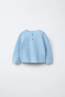 KNIT HENLEY SWEATER