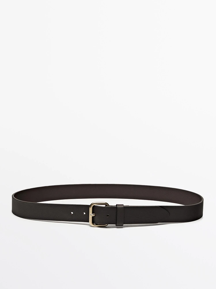 Ceinture en cuir nappa avec boucle dorée