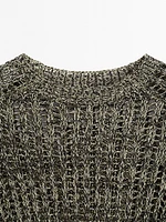 Pull en maille ajourée de coton mélangé