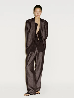 Pantalon à pince en lin chiné - Limited Edition