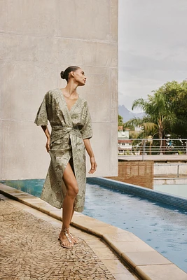 TEXTURED DRAPED DRESS