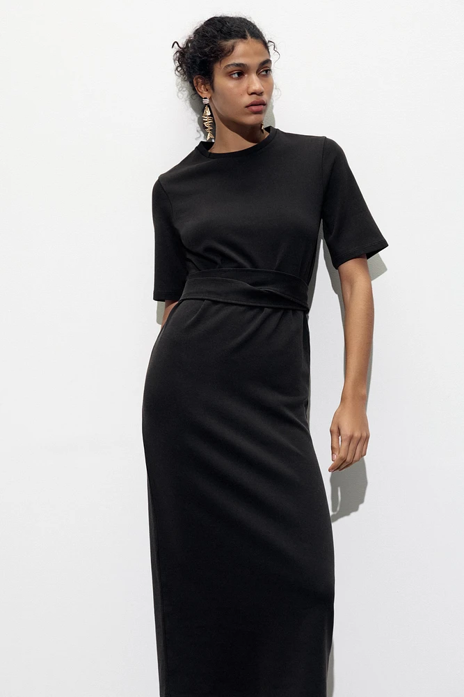 BELTED INTERLOCK DRESS