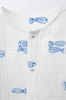 CHEMISE STRUCTURE POISSONS BRODÉS