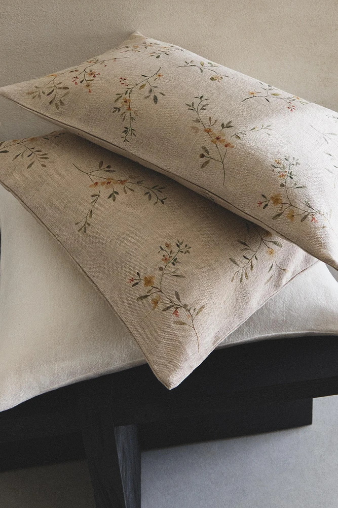 HOUSSE DE COUSSIN BRANCHES ET FLEURS