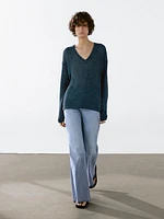 100% linen cutwork sweater
