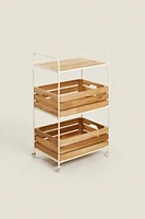 WOOD AND METAL STORAGE CART