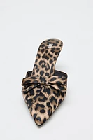 ANIMAL PRINT BOW HIGH HEEL MULES