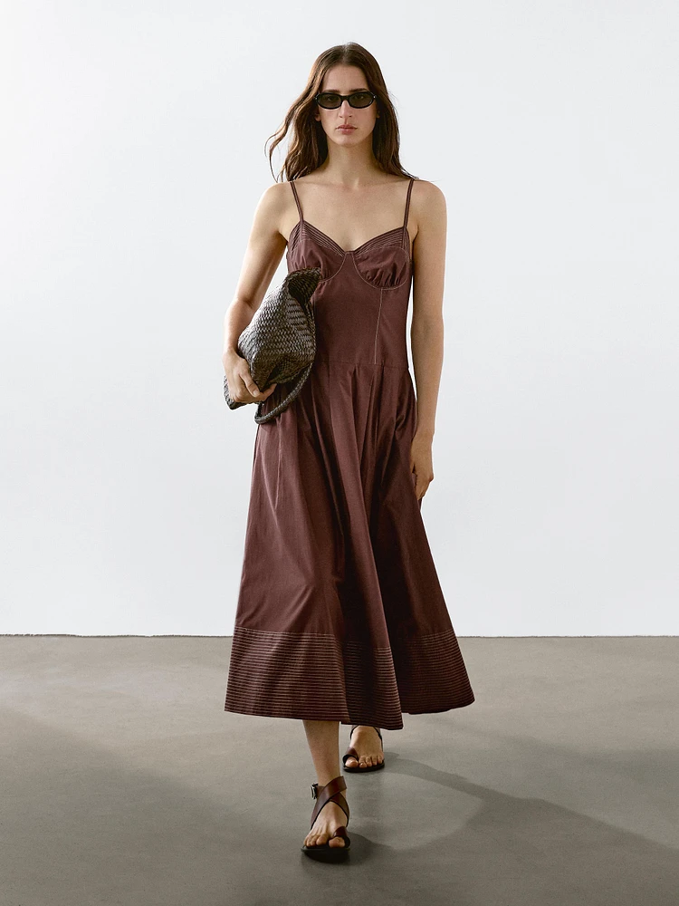 Bodice dress with contrast seams