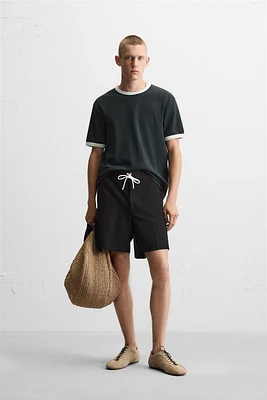 REGULAR FIT DRAWSTRING BERMUDA SHORTS