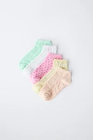 LOT DE CINQ PAIRES SOCQUETTES CŒURS ET STRUCTURE