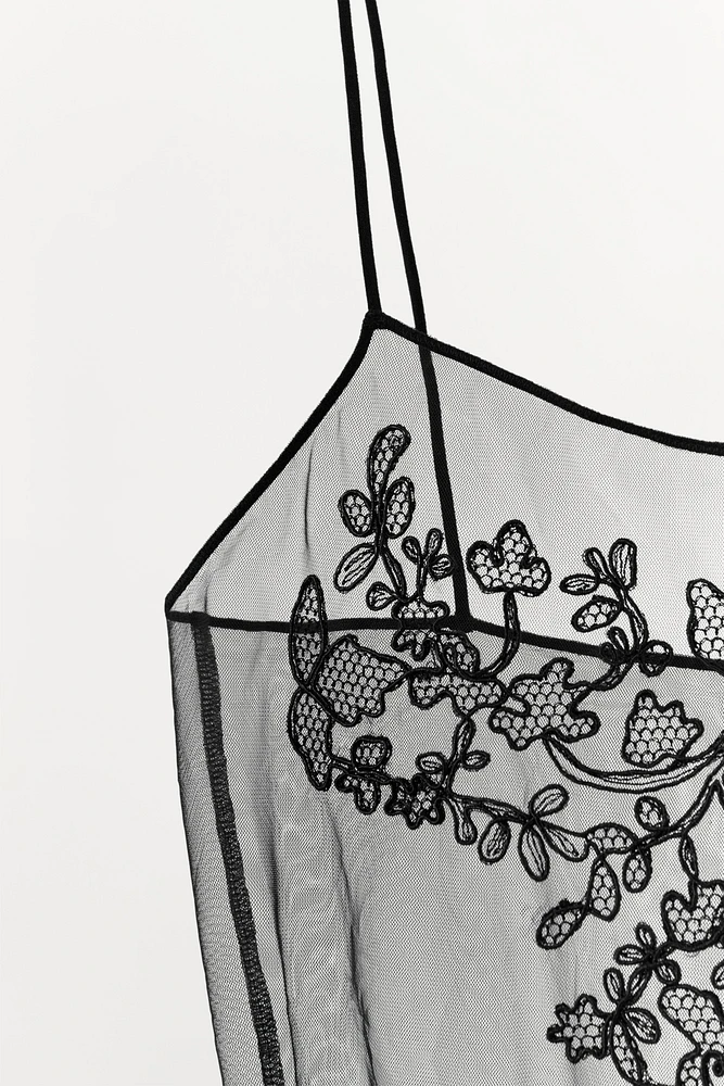 BODY MESH BRODERIES FLEURIES