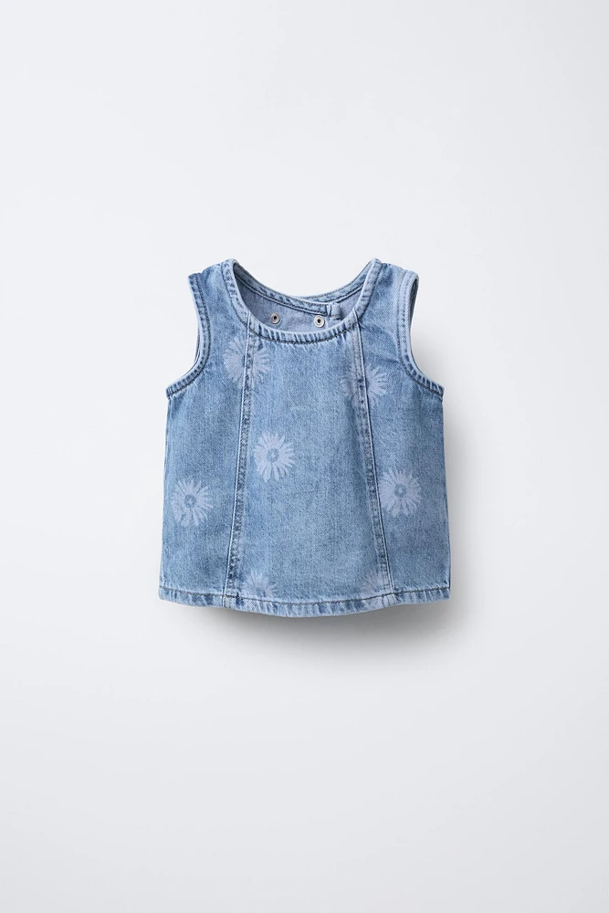 FLORAL PRINT DENIM TOP