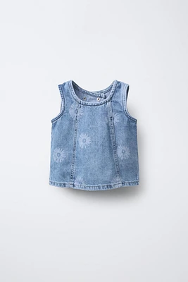 FLORAL PRINT DENIM TOP
