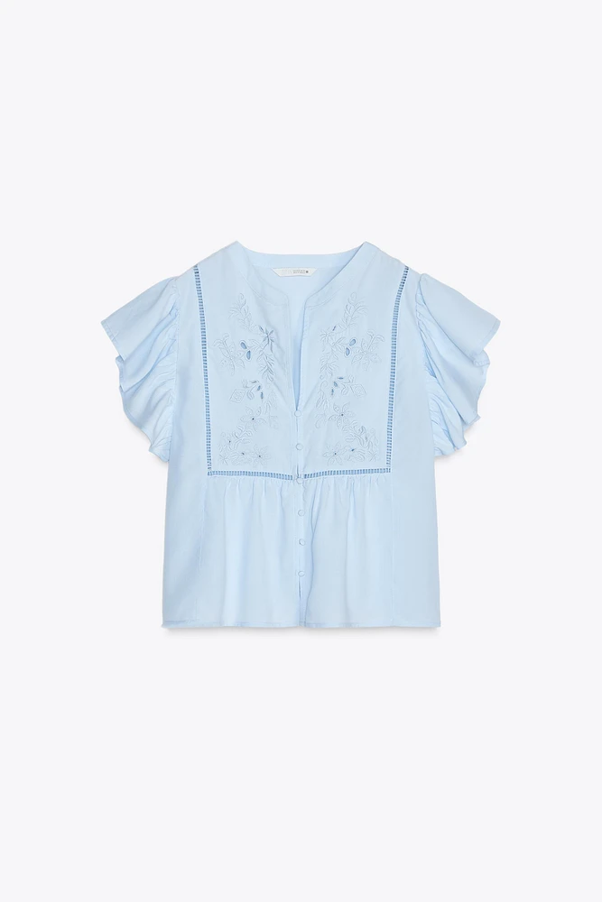 CHEMISE MANCHES COURTES VOLANT