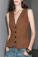ZW COLLECTION LINEN BLEND VOLUME VEST