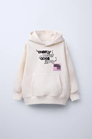 GRAFFITI PRINT HOODED SWEATSHIRT