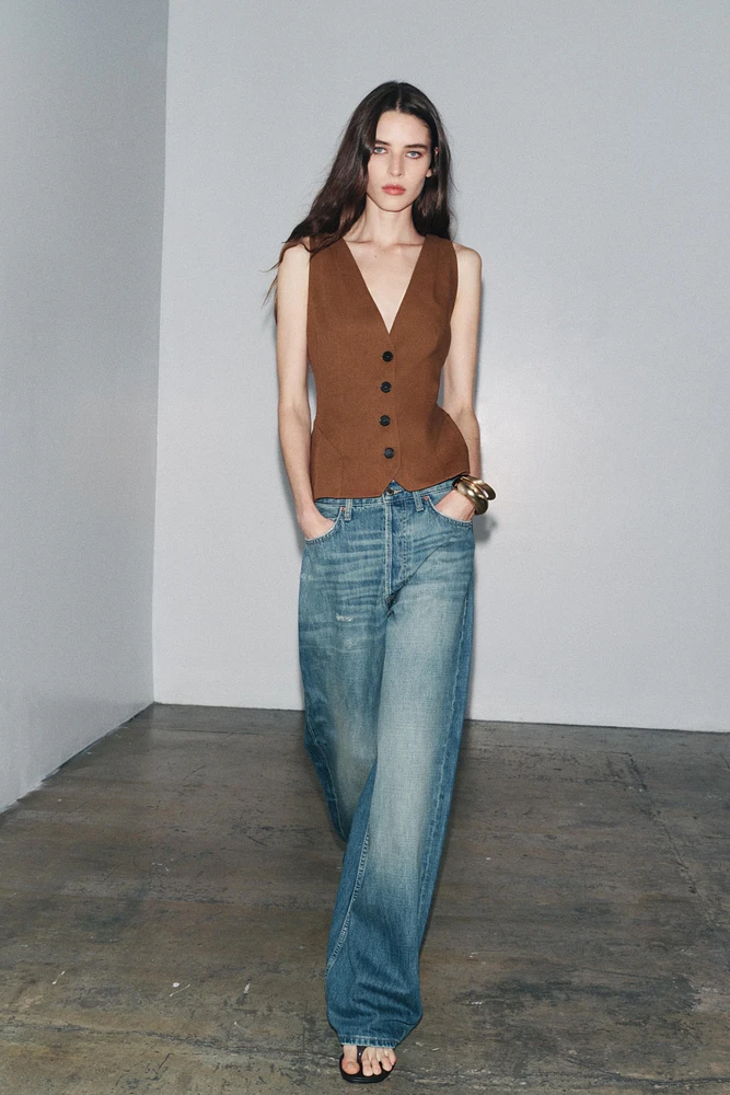 ZW COLLECTION LINEN BLEND VOLUME VEST