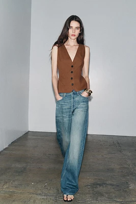 ZW COLLECTION LINEN BLEND VOLUME VEST