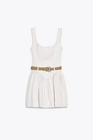 FITTED BELTED SHORT DRESS