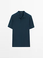 Micro textured piqué cotton polo shirt
