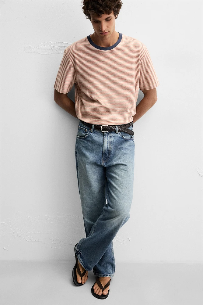 CONTRAST RIB STRIPE T-SHIRT