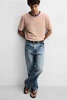 CONTRAST RIB STRIPE T-SHIRT