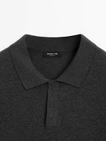 Cotton blend knit polo shirt