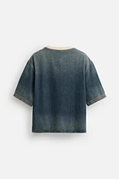 CROPPED FIT DENIM T-SHIRT