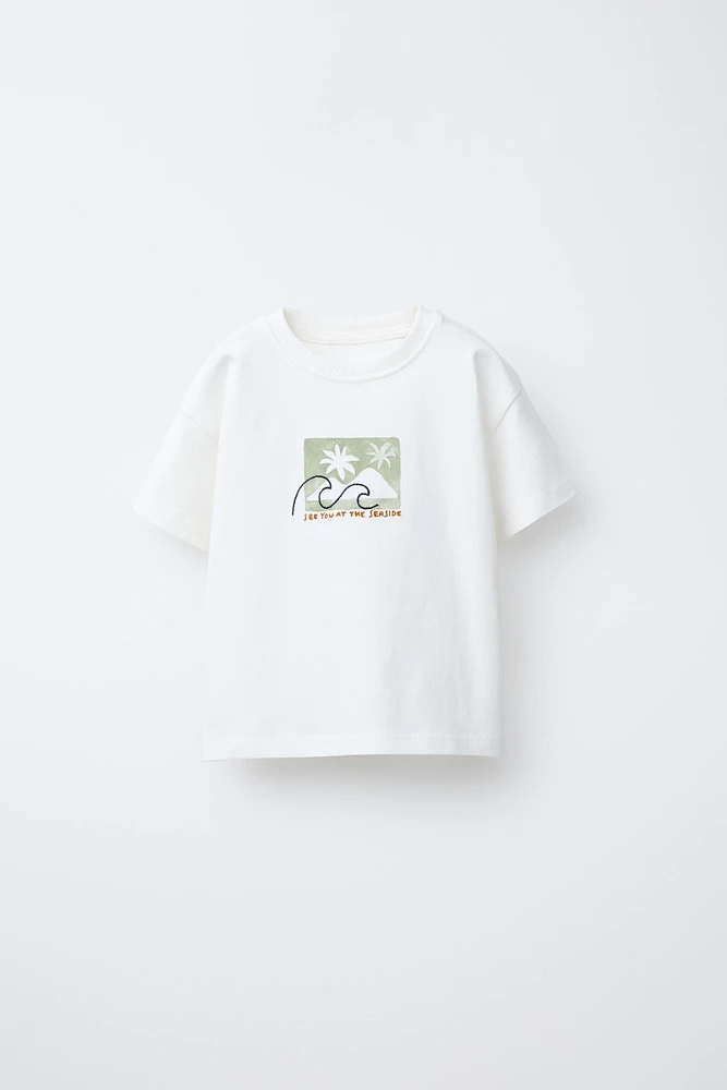 PRINTED AND EMBROIDERED T-SHIRT