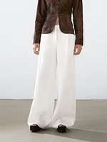 Pantalon de tailleur à pinces 100 % lin