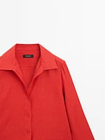 100% linen open collar shirt