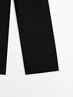 Linen blend trousers with elastic waistband