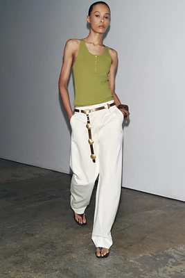 LEATHER BELT WITH METAL PLATES