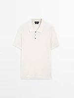 100% cotton textured knit polo shirt