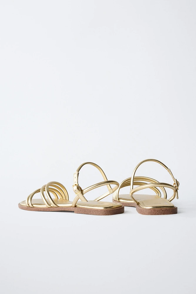 SANDALES À BRIDES MÉTALLISÉES