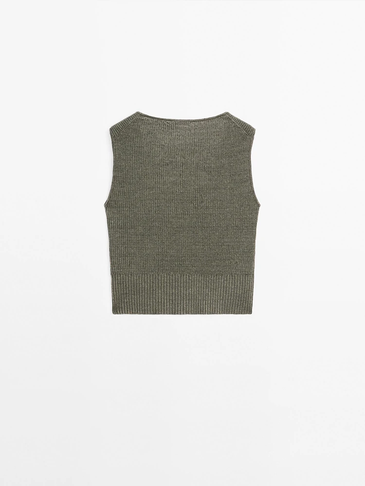 Top corset en maille de lin