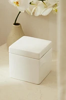 WHITE EARTHENWARE BATHROOM STORAGE JAR