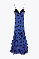 POLKA DOT RUFFLE LONG DRESS