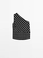 Checked top with asymmetric neckline
