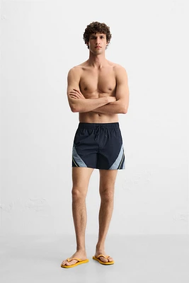 CONTRAST BANDS MID-LENGTH SWIMSUIT
