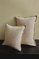 LINEN THROW PILLOW COVER WITH BACKSTITCHING