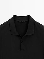 Micro textured piqué cotton polo shirt