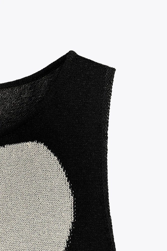ROBE LONGUE EN MAILLE À POIS