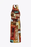 TROPICAL PRINT MIDI DRESS