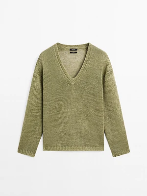 Pull en maille ajourée 100 % lin